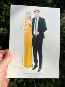drawing of couple at a wedding