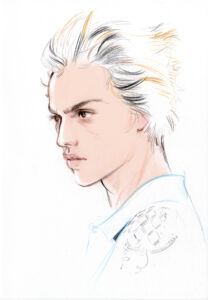 Colour drawing of male fashion model